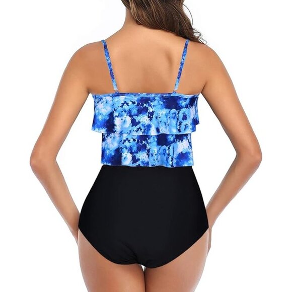 Adisputent 2-Piece Tankini Swimsuit Ruffled Top High-Waisted Bottom Size XL - Picture 4 of 9